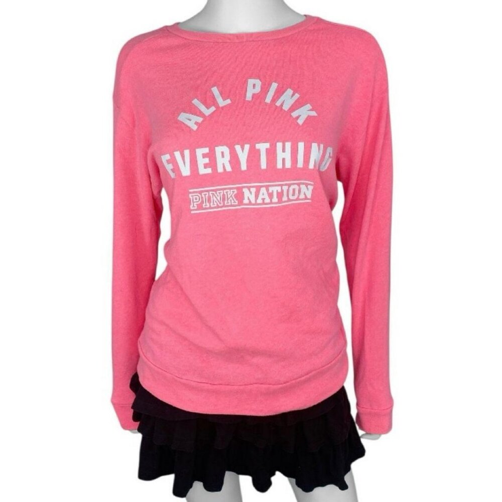 00s 2010s Emo Scene Iconic Victorias Secret PINK Long Sleeve Sz XS/S